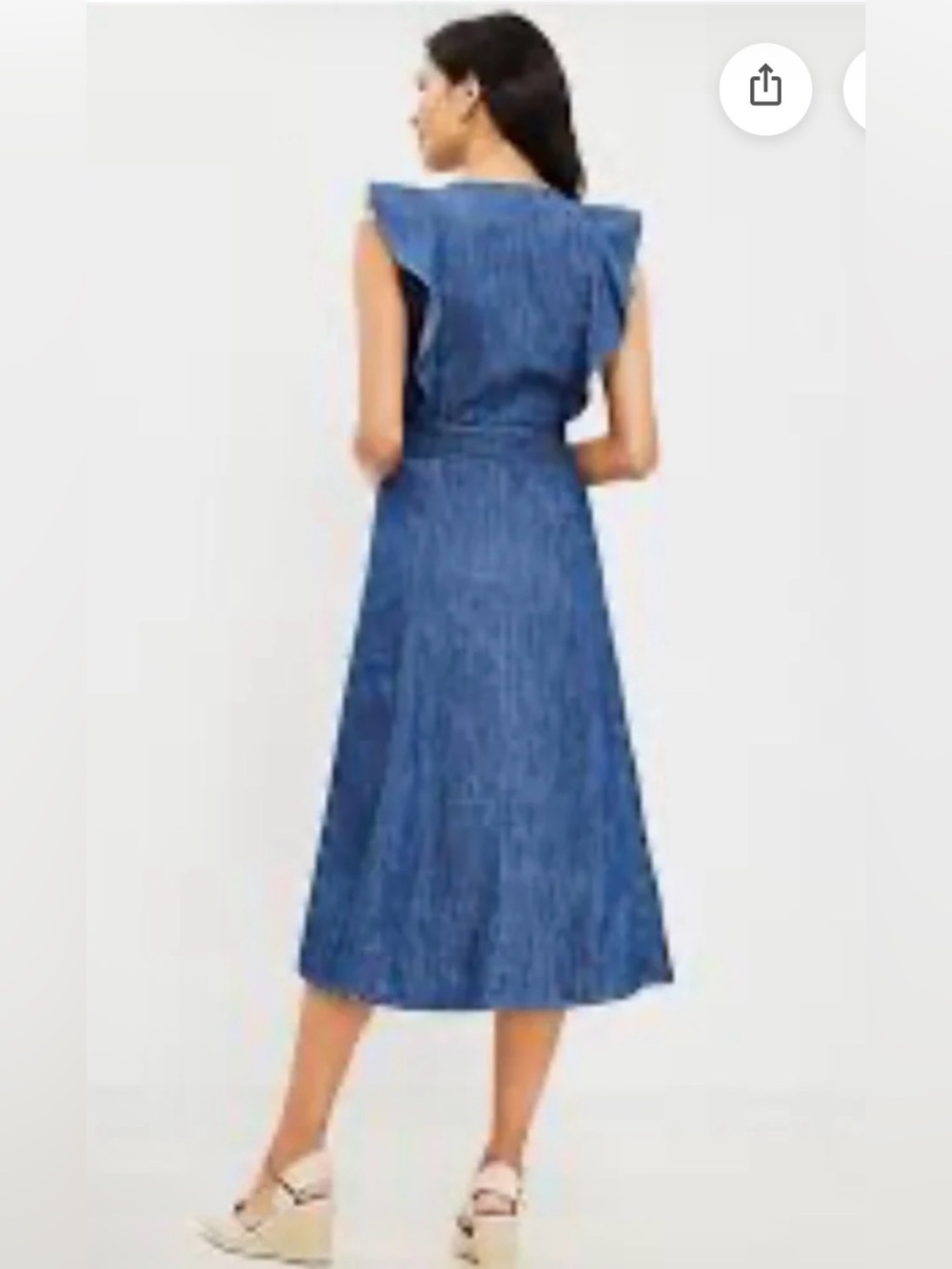 LOFT Chambray Denim Maxi Dress in Blue with Tie Waist nwot size 4 - Picture 3 of 12